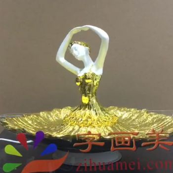 金色树脂舞蹈女果盘适合客厅餐厅摆件