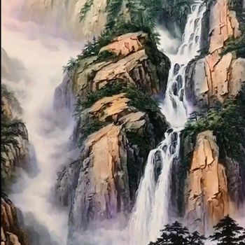 三峡峡谷风景油画纯手绘油画气势磅礴风景油画适合玄关的精品油画