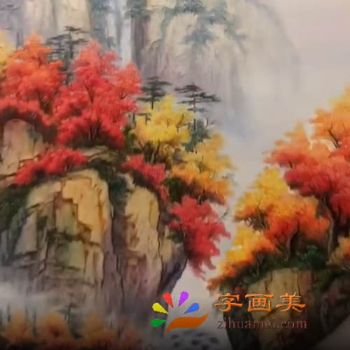 订制油画山水画发货前发视频给客户确认