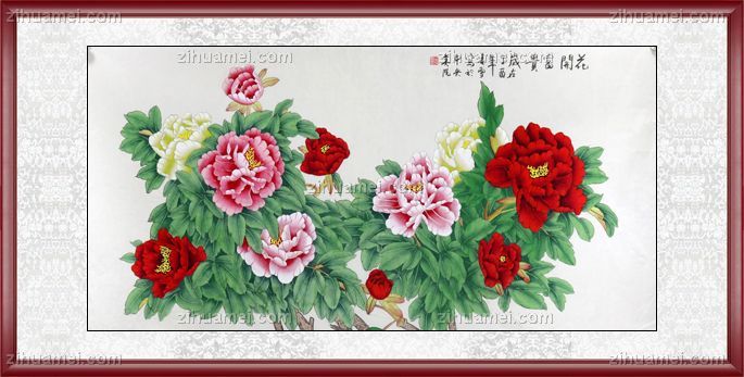 凌雪 工笔画 花开富贵 手绘 手工 国画