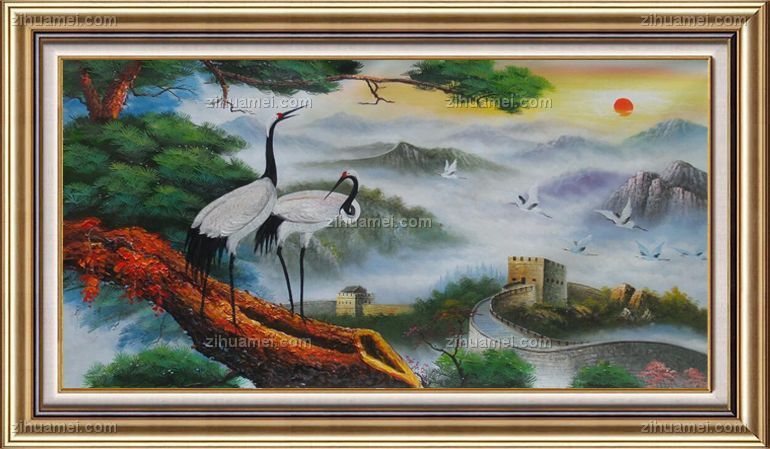 中式 油画 松鹤延年