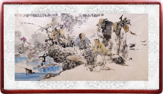 国画 老者 小孩
