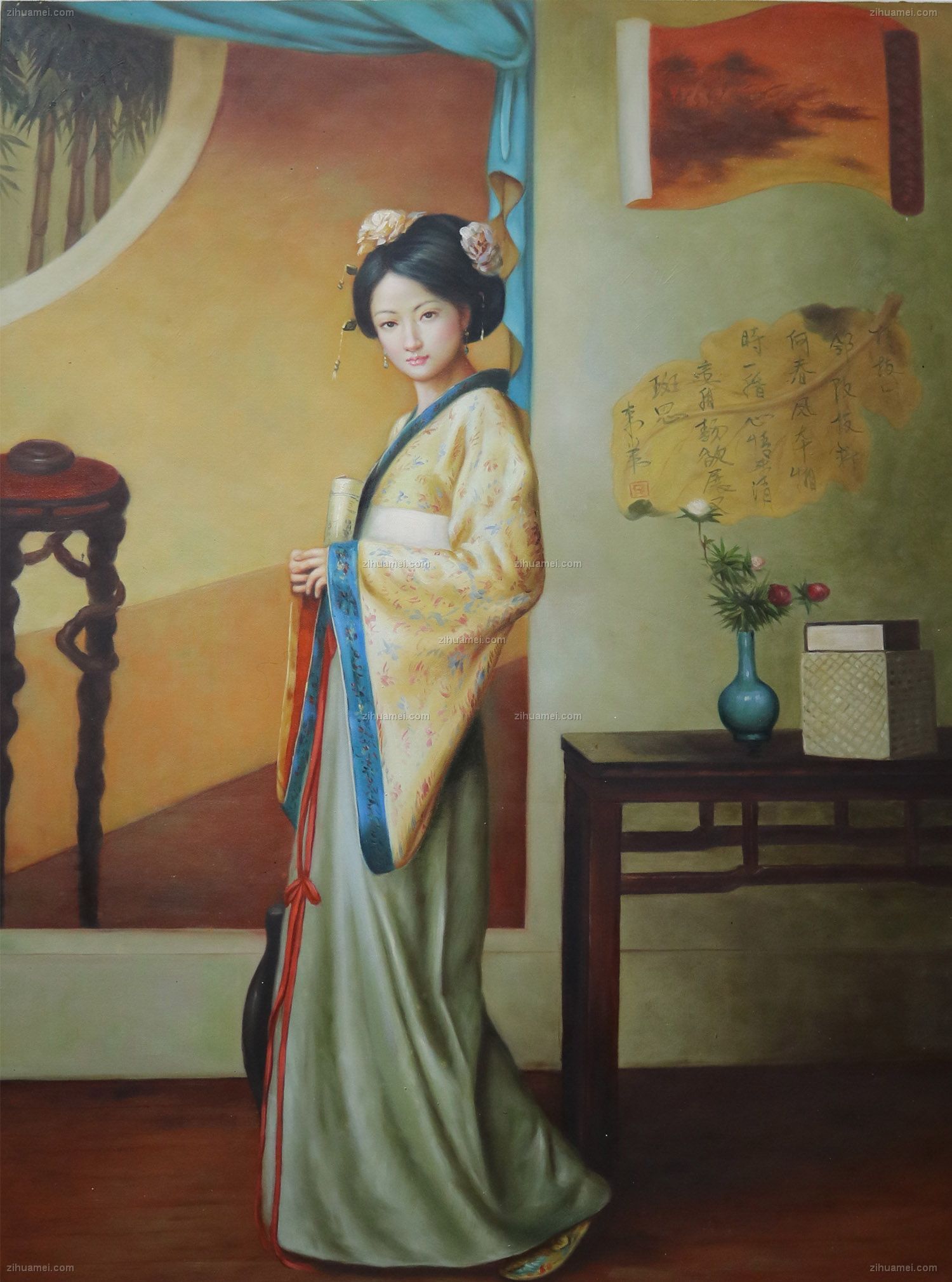 古代中式美人 油画