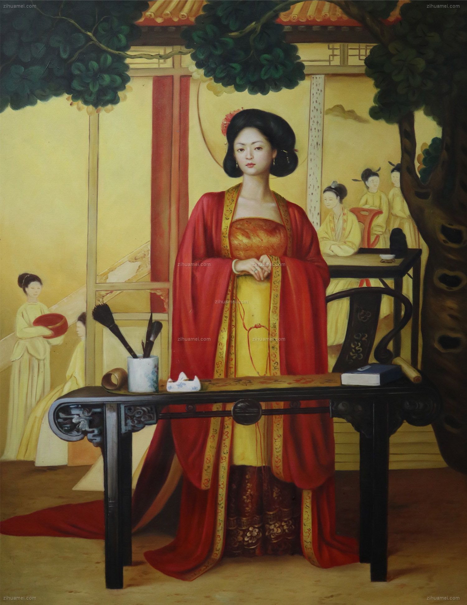古装美女 油画