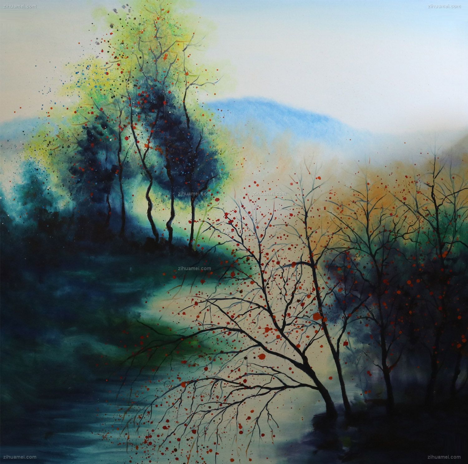 纯手绘手工 印象油画 山水画
