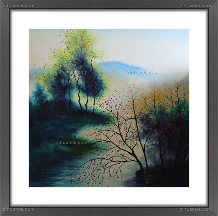 纯手绘手工 印象油画 山水画