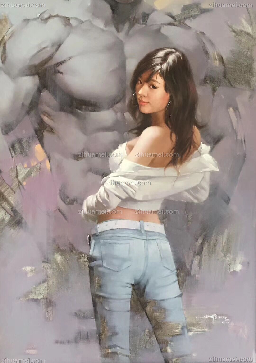 肖像花鸟画手绘油画