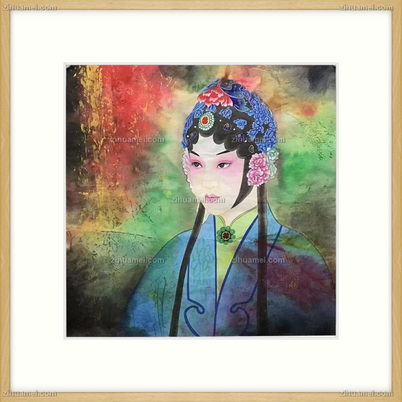 纯手绘彩墨水彩国画人物画