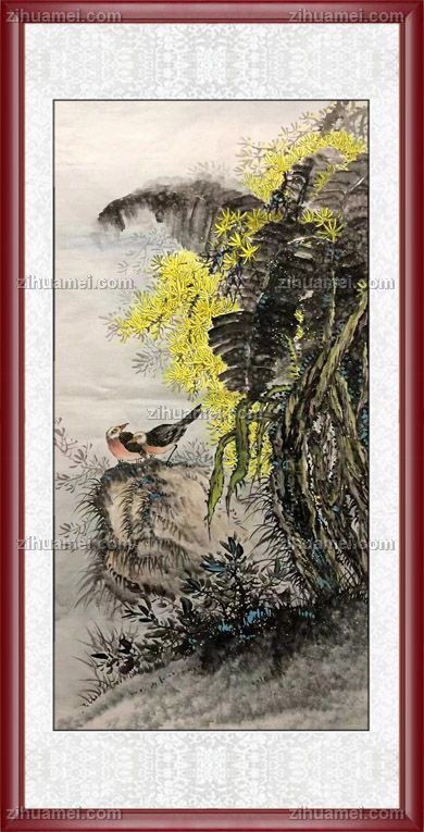 纯手绘水墨花鸟画