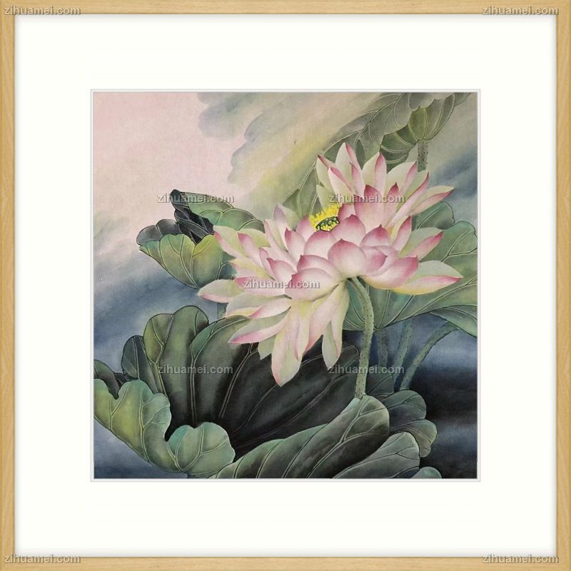 实木画框原木色花鸟国画