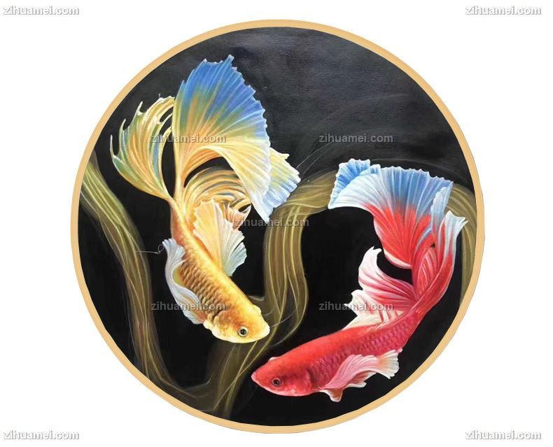 鲤鱼动物油画