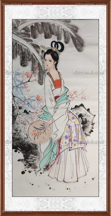 纯手绘人物画美女写意图