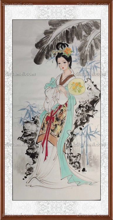 纯手绘人物画美女写意图
