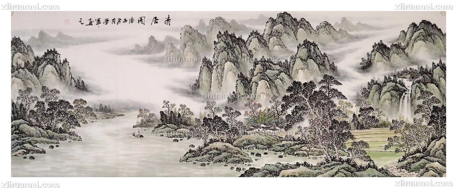 工笔山水画名家作品原创国画收藏价值高