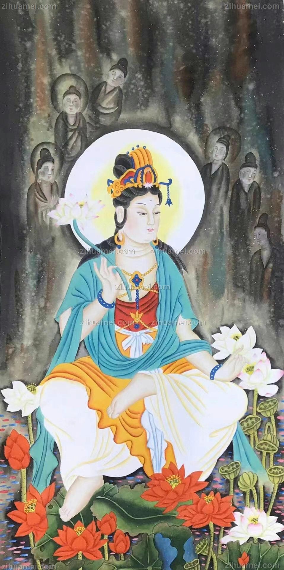 人物肖像四尺国画佛像