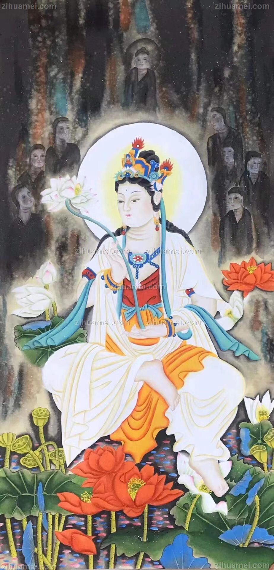 实力画家手绘国画佛像画