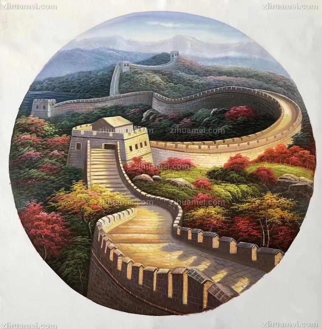 长城写实油画风景画