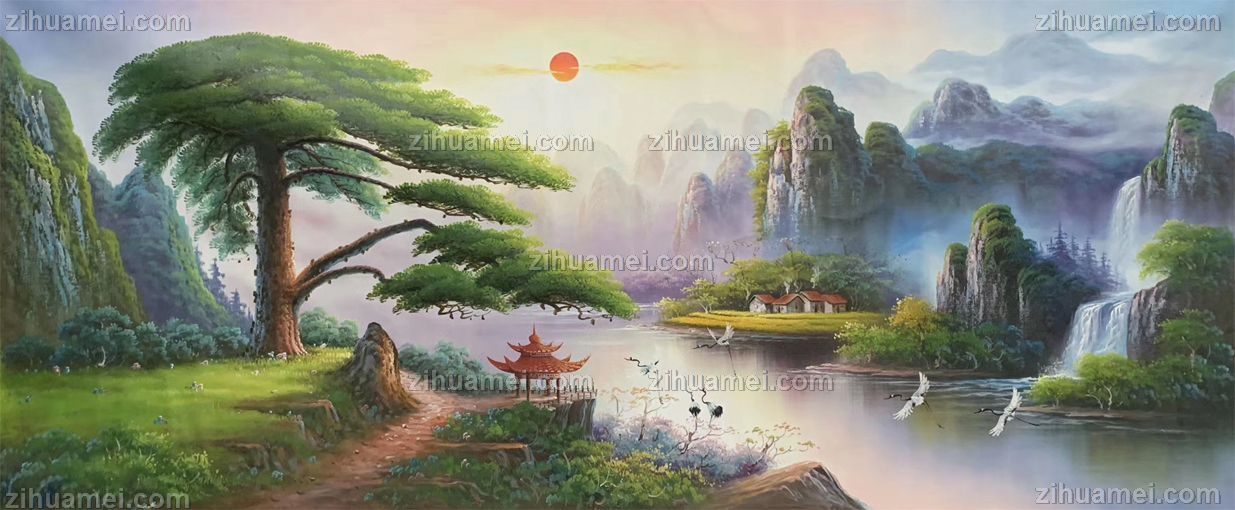 风水油画