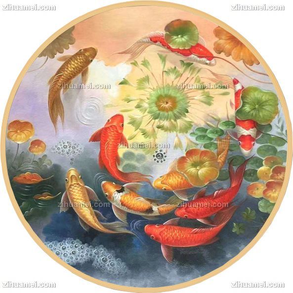 www.zihuamei.com油画鲤鱼图