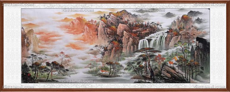 手绘写意山水国画