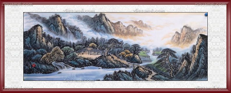 水墨山水画手绘山水国画