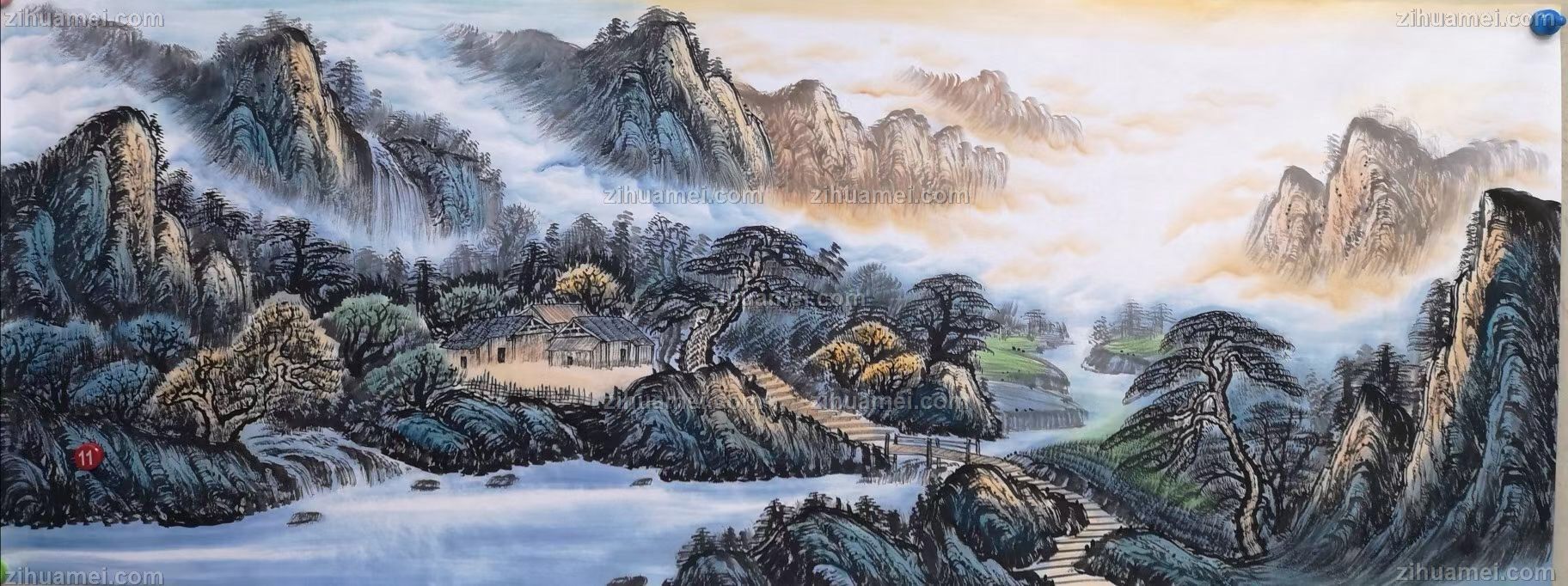 手绘山水国画