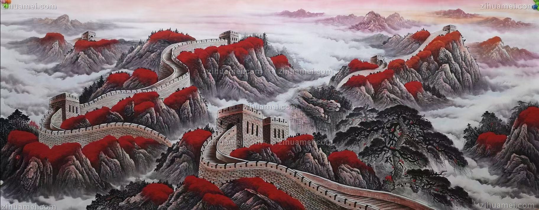 国画长城图片