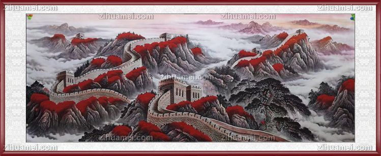 国画长城图片