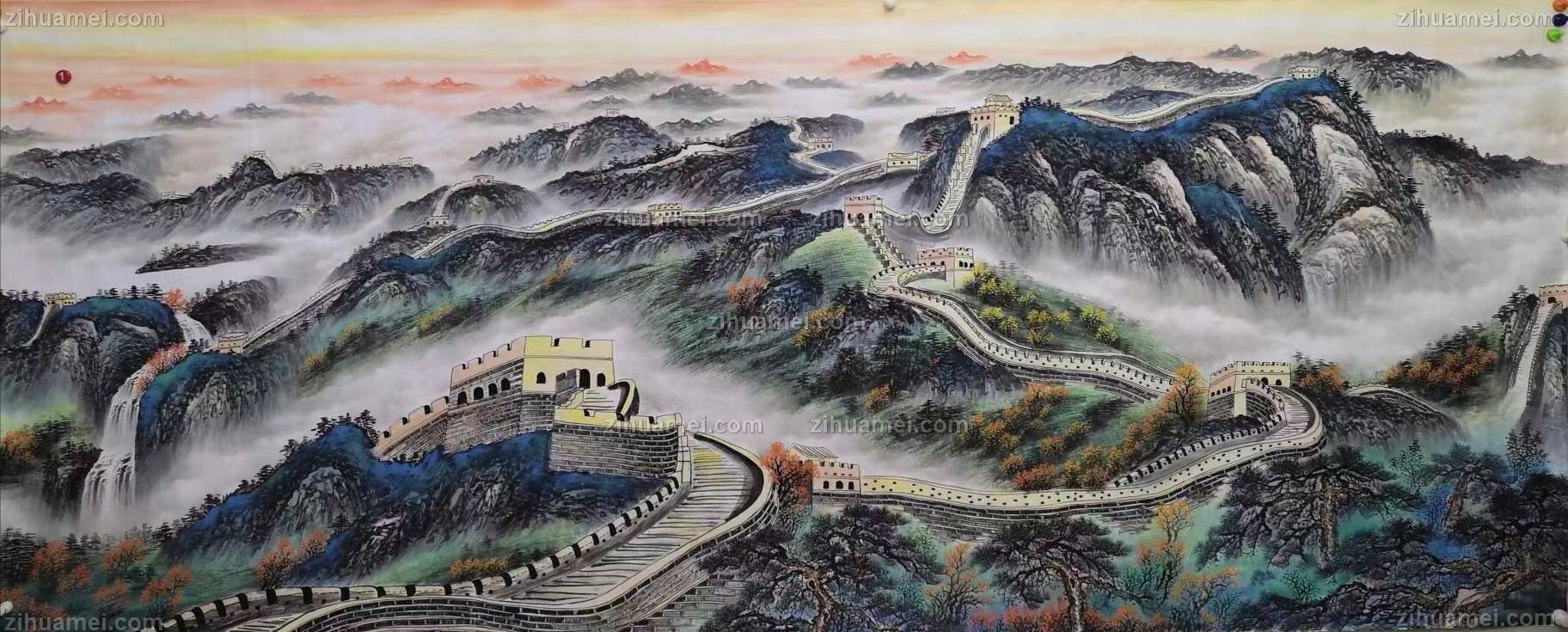 国画长城图片