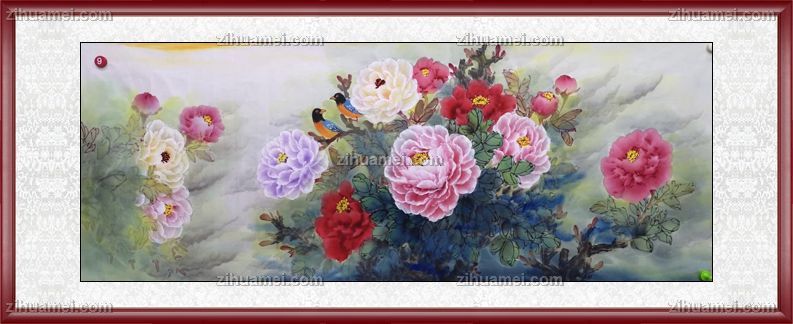 水墨花鸟国画牡丹国画