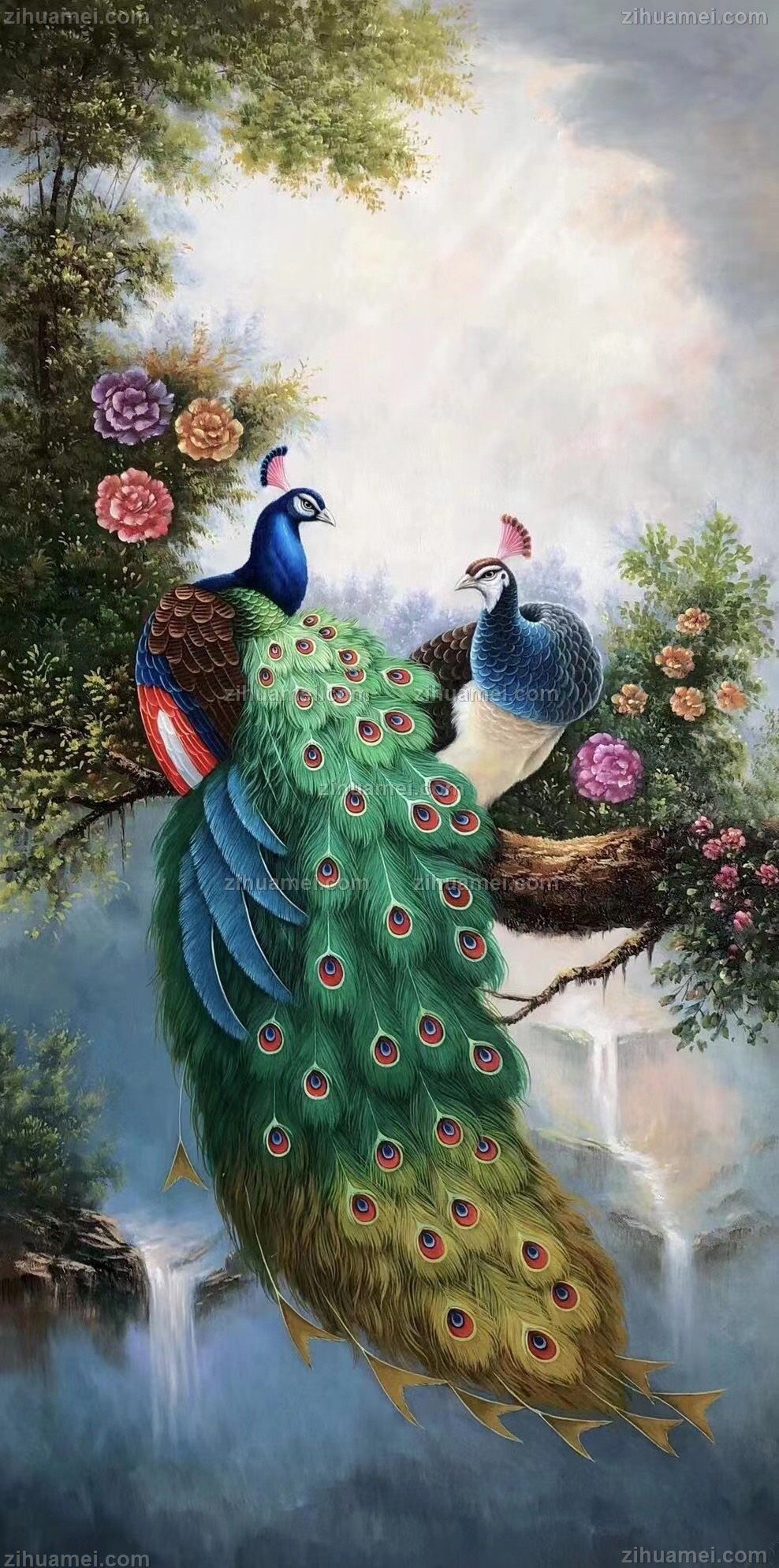 适合大厅的动物油画
