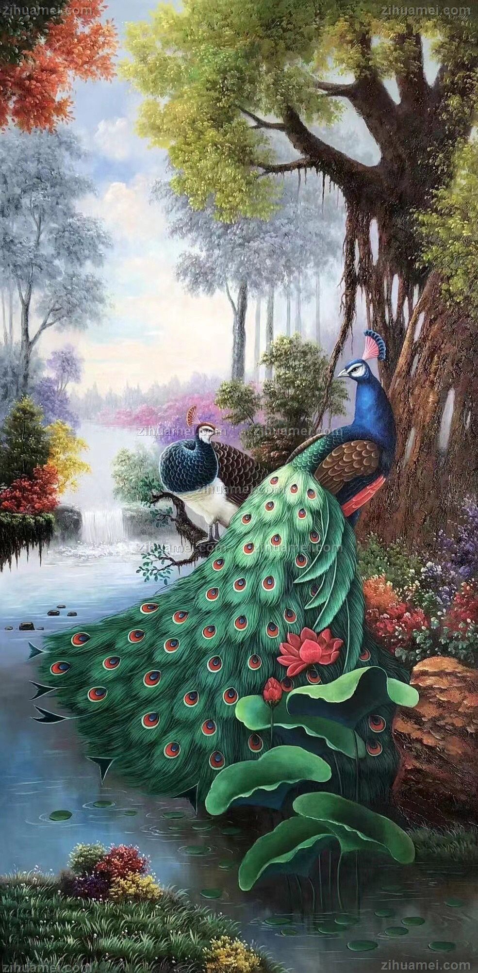适合玄关动物油画