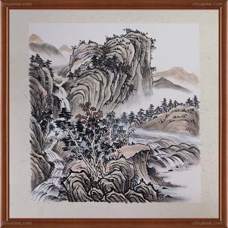 水墨画手绘山水国画