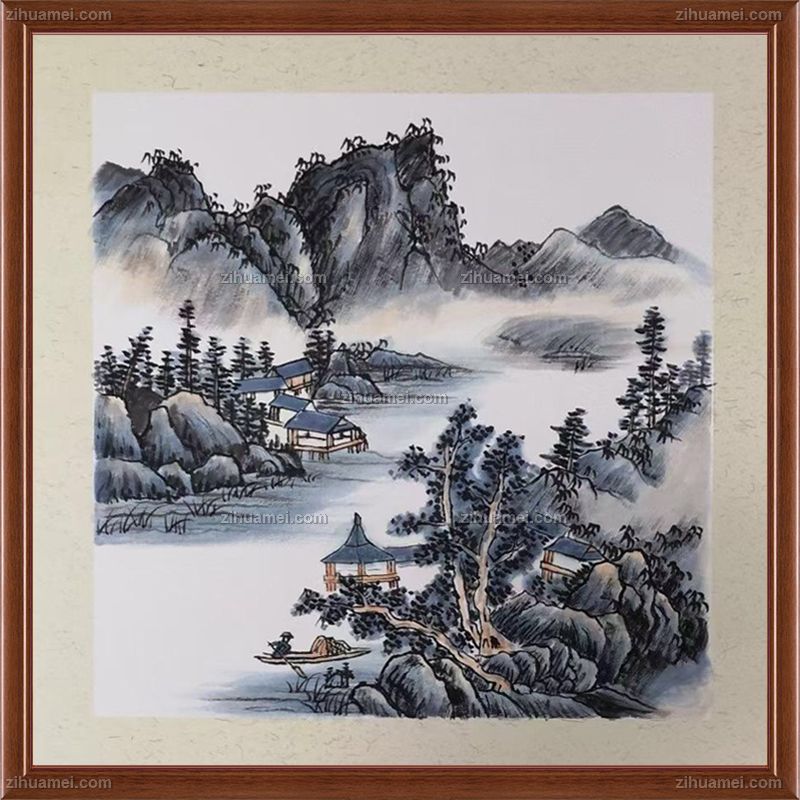 仿古卡纸手绘国画