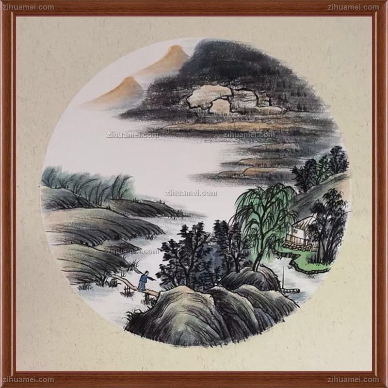 仿古卡纸手绘国画