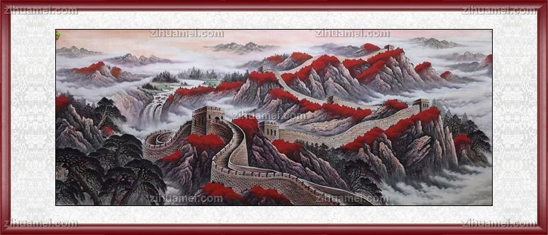 酒店大厅适合挂什么国画国画长城图片