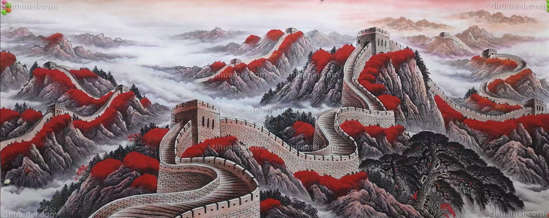 国画长城图片会议室适合挂什么画