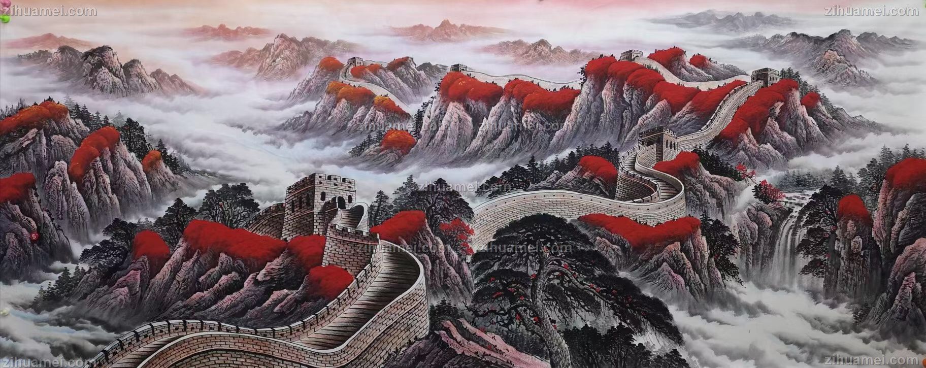 大厅适合挂什么画国画长城图片
