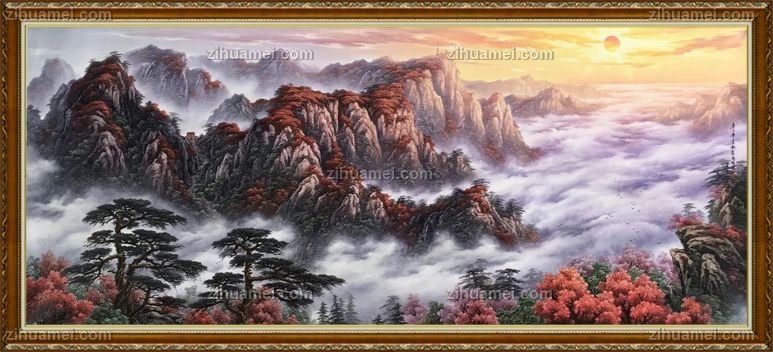 新中式山水油画风水画