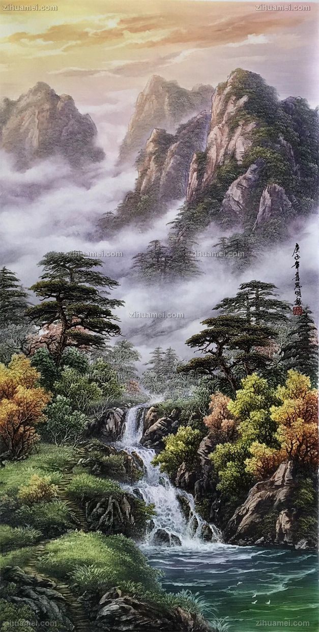 适合酒店玄关客厅的中式风水油画