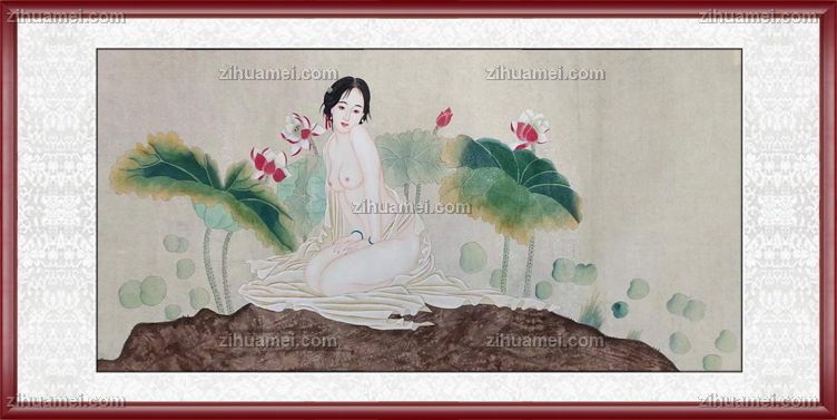 荷花美女图人体艺术