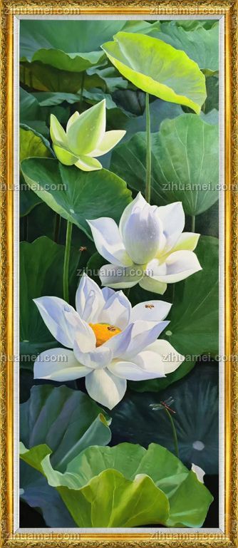 适合玄关大厅的风景油画荷花花卉油画