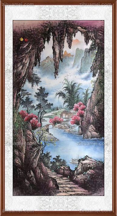 纯手绘工笔国画当代艺术风景画