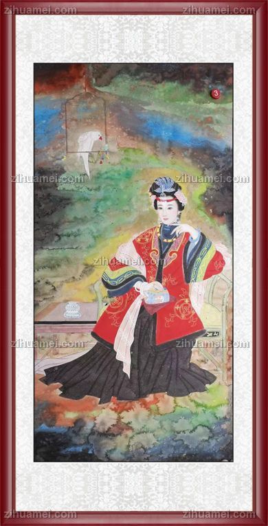 工笔画写实人物国画水墨画
