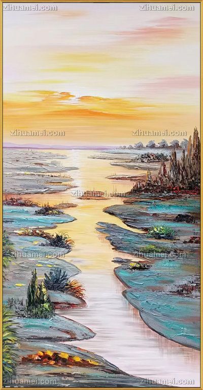 适合玄关的手绘抽象风景油画