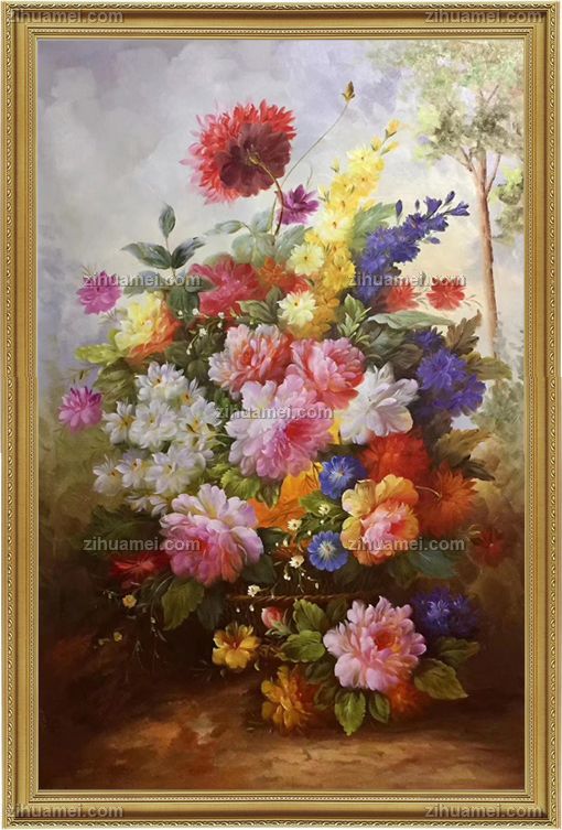 适合办公室餐厅的古典花卉油画