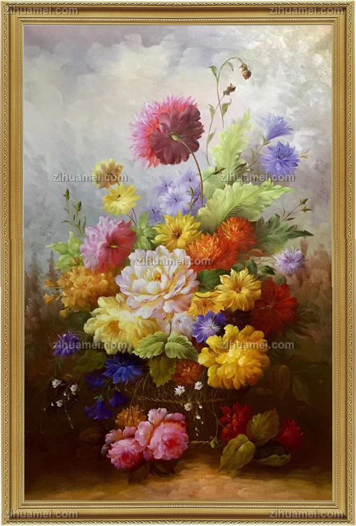纯手绘写意花卉油画