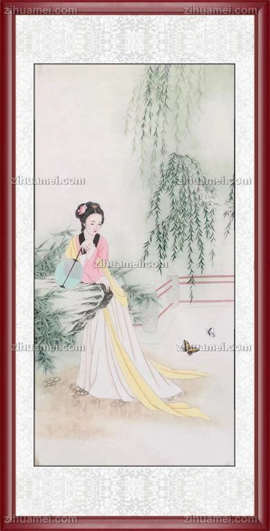 精品仕女水墨工笔人物国画
