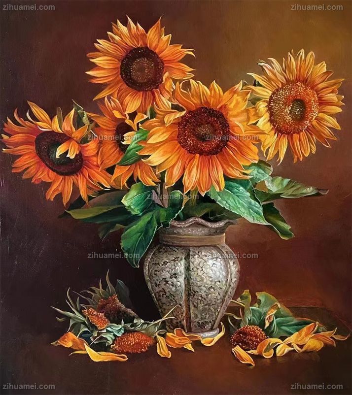 适合挂在卧室的花卉手绘油画