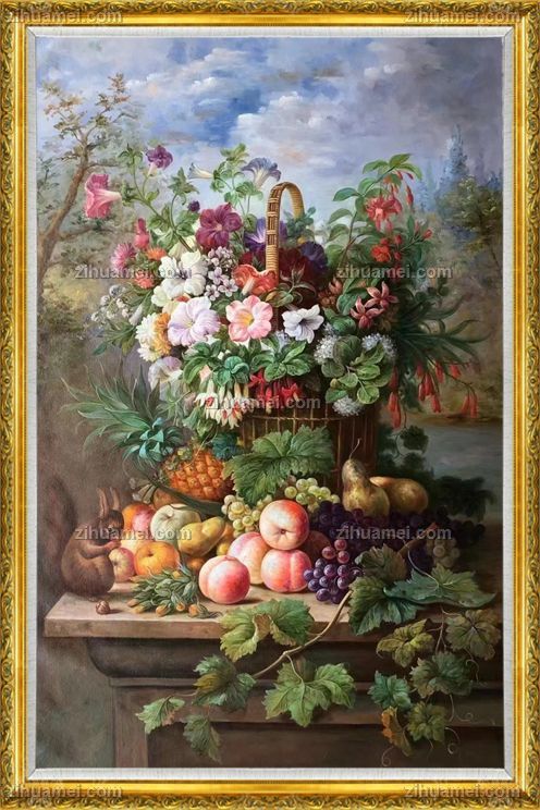 适合卧室客厅的古典欧式花卉油画作品